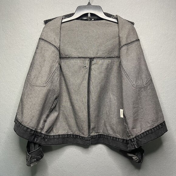 Tov Noir Womens Fringe Back Gray Denim Jacket Size 38 Button-Front - Picture 4 of 9